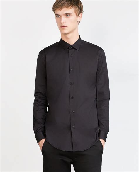 black zara shirt|black fitted shirts.